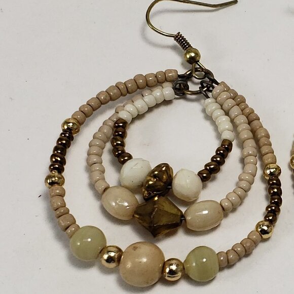 2/$30 Gold tone Hoop Colorful Beaded Drop Dangle Earrings, Women's Fashion 2.25" - Picture 4 of 9